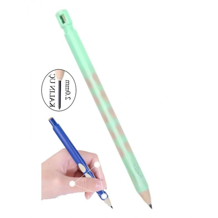 Kalın Uçlu Mekanik Kalem Seti, 2.0 mm Açık Yeşil ve Siyah Renk