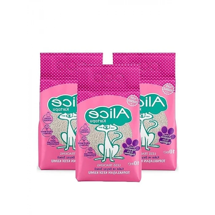 Kalın ve Beyaz Taneli Pudra Kedi Kumu, 3x10 lt