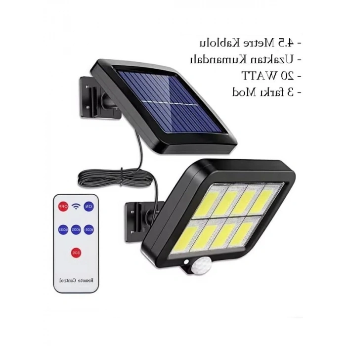 Kaliteli 3.5 mt Kablolu Sensörlü Solar Sokak Lambası, 144 LED