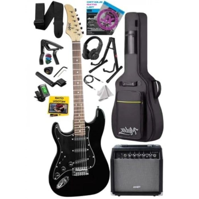 Kaliteli 35W Elektro Gitar Seti (Gül Klavye, Strat Kasa)