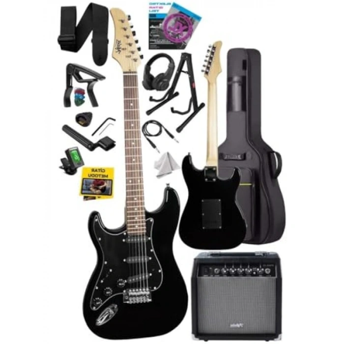 Kaliteli 35W Elektro Gitar Seti (Gül Klavye, Strat Kasa)