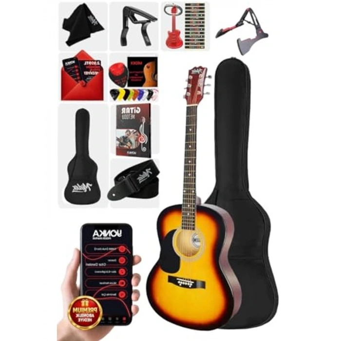 Kaliteli Akustik Gitar Seti, 40 İnç, Yetişkinler için Uygun