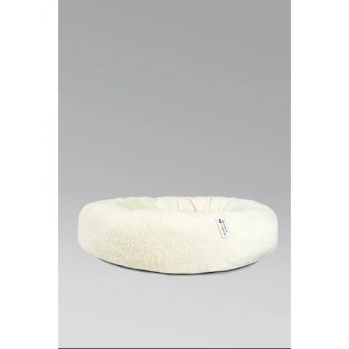 Kaliteli Kedi Köpek Simit Yatağı, Beyaz, 80x80 cm