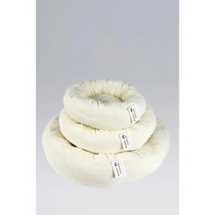 Kaliteli Kedi Köpek Simit Yatağı, Beyaz, 80x80 cm