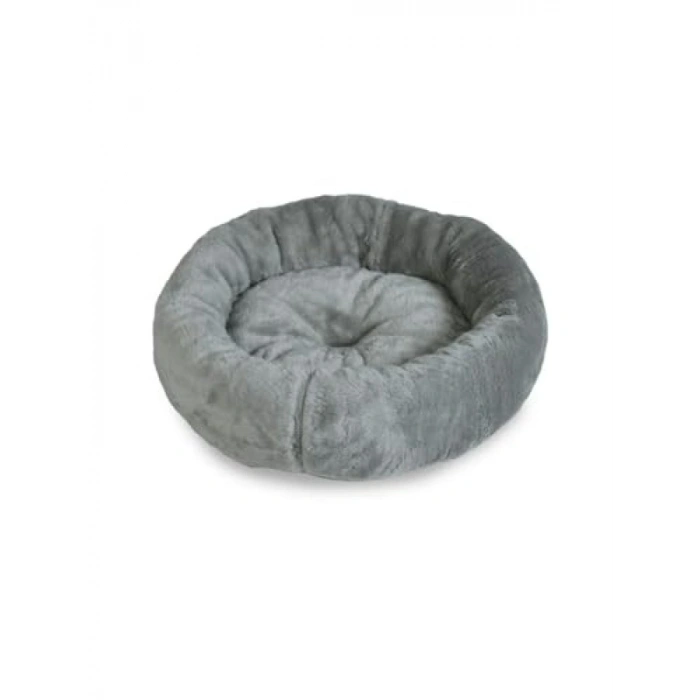 Kaliteli Kedi Köpek Simit Yatağı, Gri, 60x60 cm