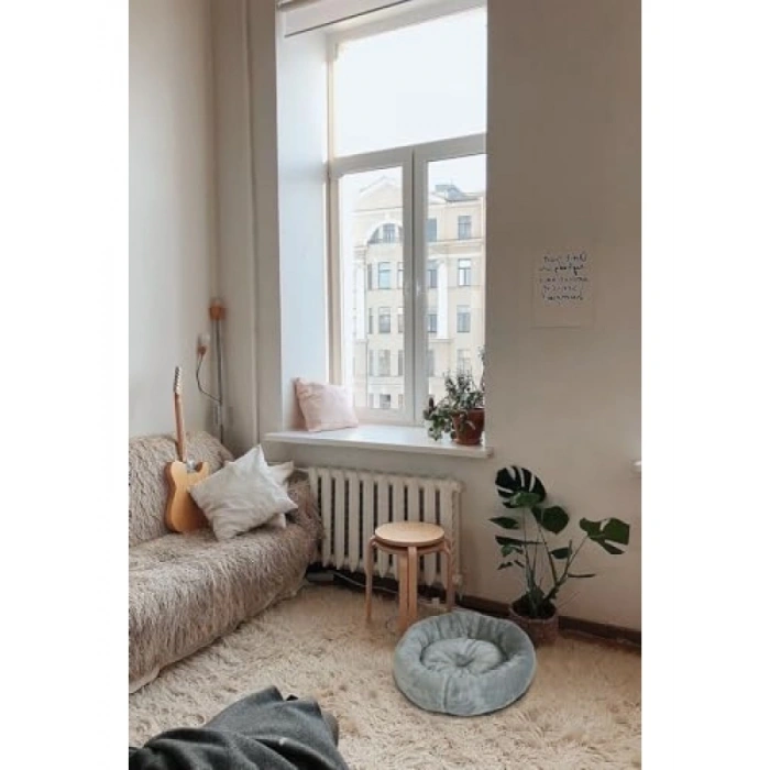 Kaliteli Kedi Köpek Simit Yatağı, Gri, 60x60 cm