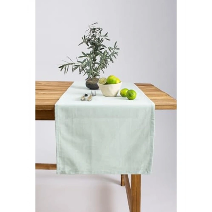 Kaliteli Keten Pamuk Karışımı Runner, 40 x 150 cm (Adaçayı)