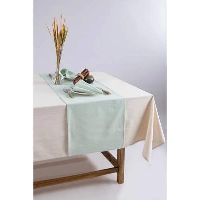 Kaliteli Keten Pamuk Karışımı Runner, 40 x 150 cm (Adaçayı)