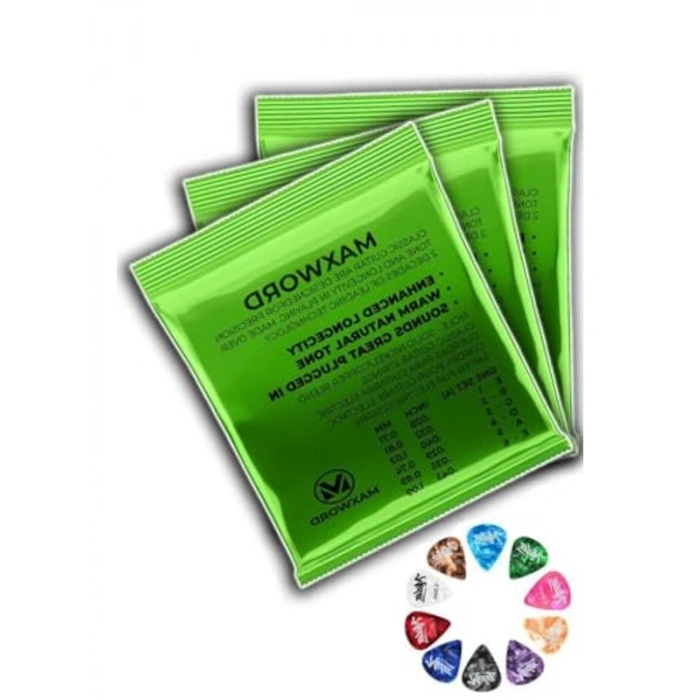 Kaliteli Klasik Gitar Teli Seti, 3 Takım ve 10 Pena Hediye