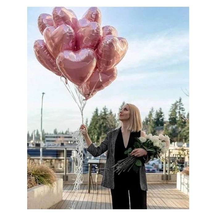 Kalp Folyo Balon, 18 İnç Rose Gold Renk Seçeneği