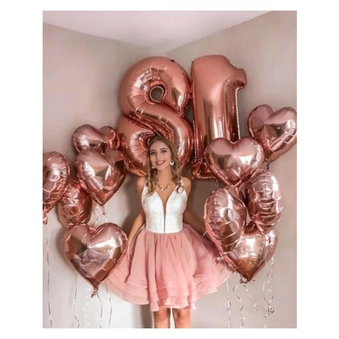 Kalp Folyo Balon, 18 İnç Rose Gold Renk Seçeneği
