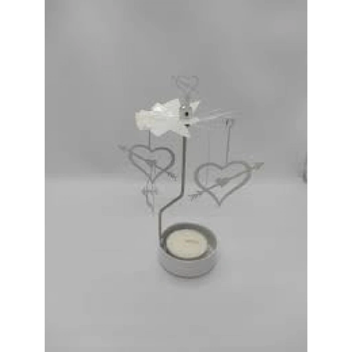 Kalp Modeli Dönme Mekanizmalı Şık Mumluk Seti