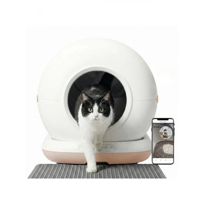 Kameralı Akıllı Kedi Tuvaleti, Uzaktan Kontrol ve 72lt Hazne