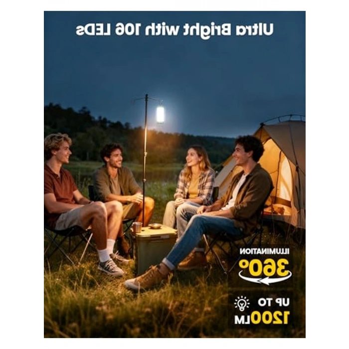 Kamp Feneri, 106 LED, Şarj Edilebilir, IP68 Su Geçirmez