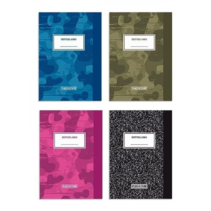 Kamuflaj Desenli A4 Kareli Defter Seti (4lü)