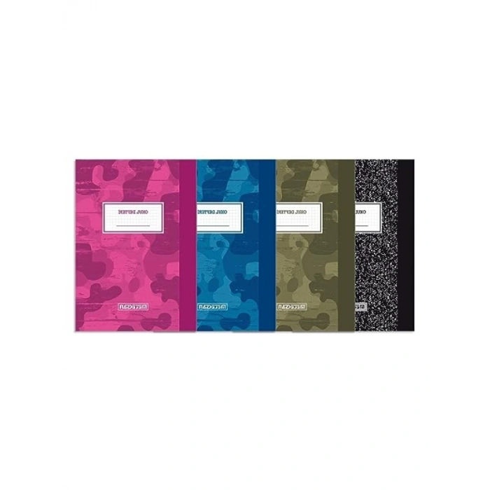 Kamuflaj Desenli A4 Kareli Defter Seti (4lü)