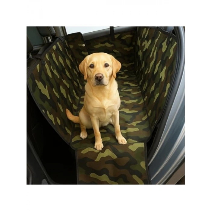 Kamuflaj Desenli Arka Koltuk Köpek Örtüsü