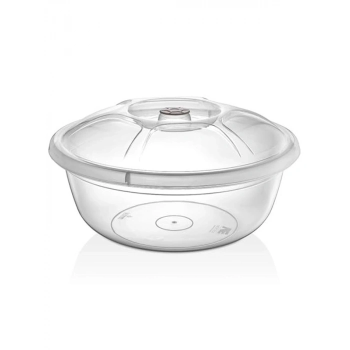 Kapaklı 24 litre şeffaf plastik hamur leğeni