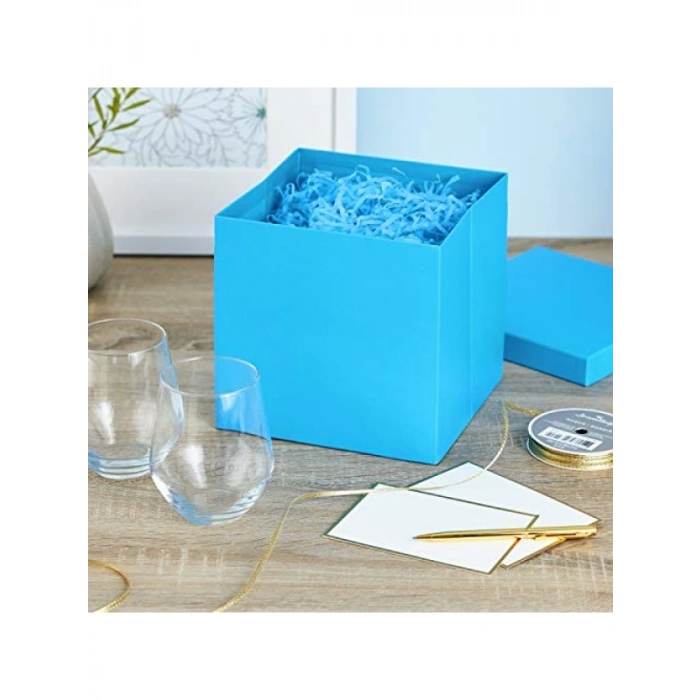 Kapaklı Hediye Kutusu - Turkuaz Mavi, 18.4 cm