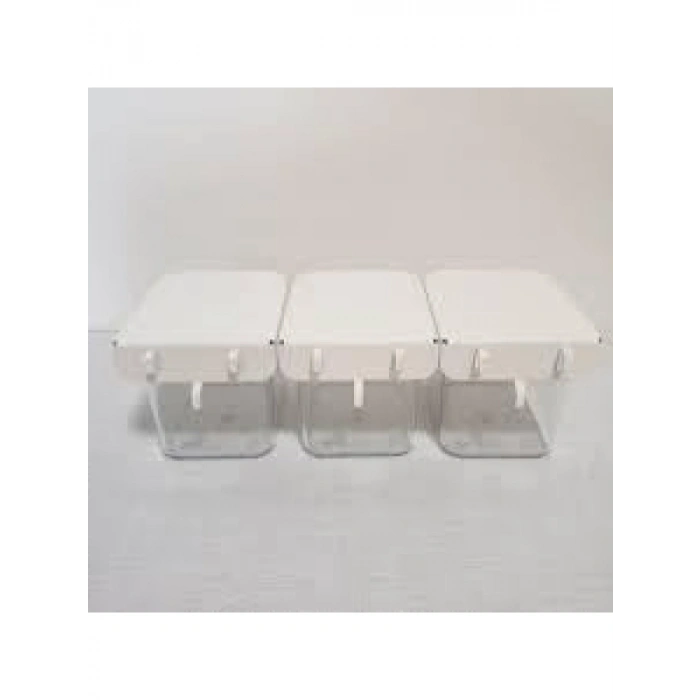 Kapaklı Saklama Kabı, Beyaz - 3lü Paket