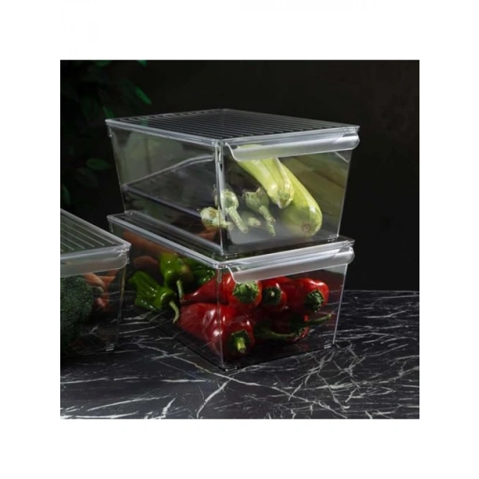 Kapaklı Şeffaf PET Buzdolabı Düzenleyici (XL)