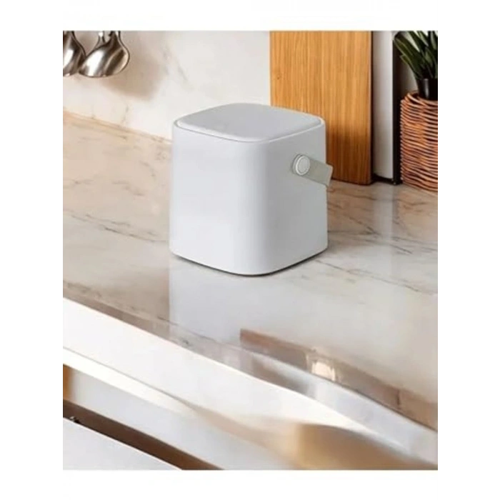 Kapaklı Tezgah Üst Mutfak Çöp Kovası, 4 Lt, Beyaz
