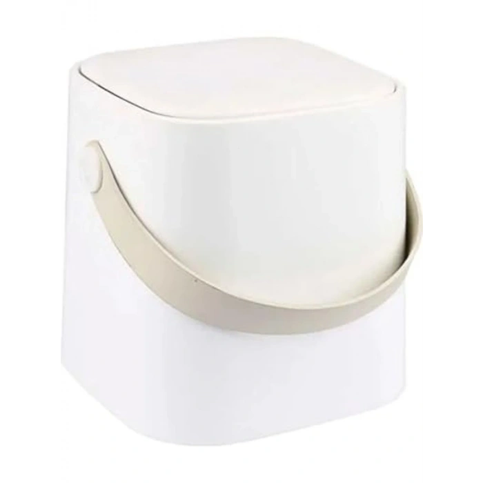 Kapaklı Tezgah Üst Mutfak Çöp Kovası, 4 Lt, Beyaz