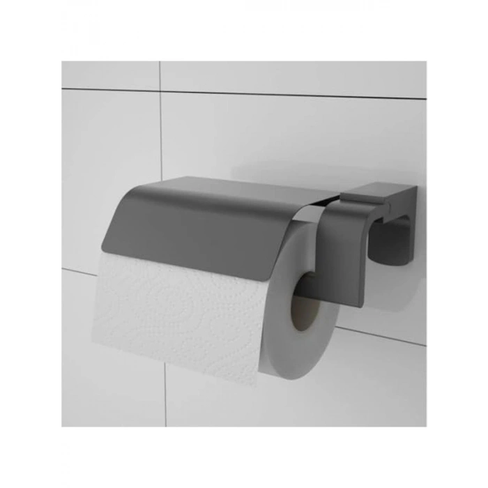 Kapaklı Tuvalet Kağıtlığı, Pütürlü Mat Siyah Paslanmaz Çelik