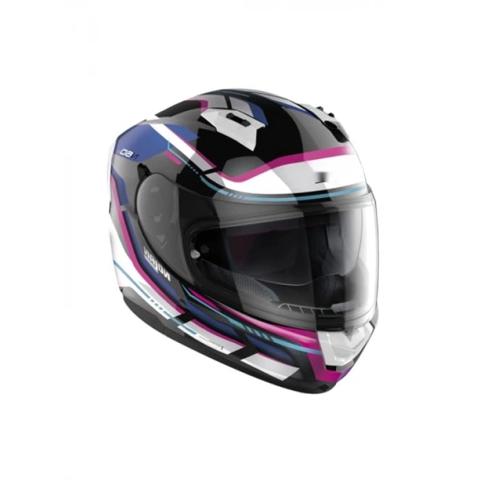 Kapalı Motosiklet Kaskı Siyah Mavi L