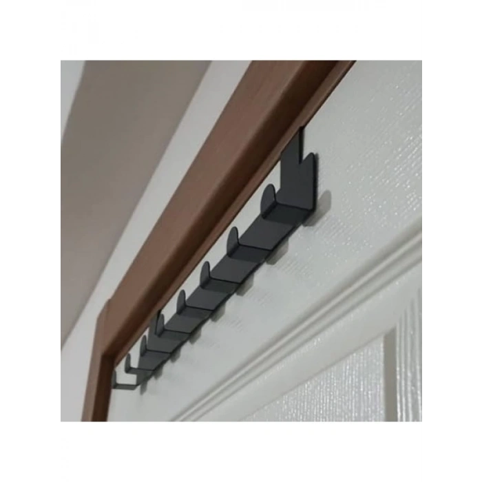 Kapı Arkası Askılık, 8 Kancalı Metal Organizer, Siyah