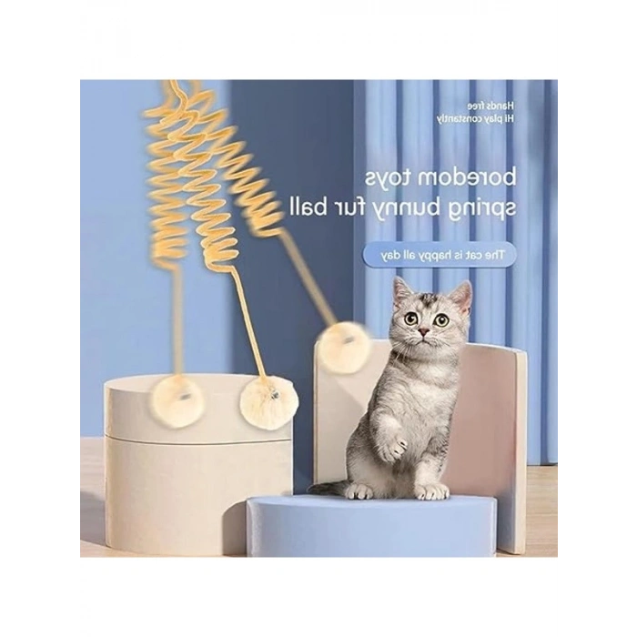 Kapı Askılı İnteraktif Kedi Oyuncağı, Peluş Top ve Zilli Oyun Aracı