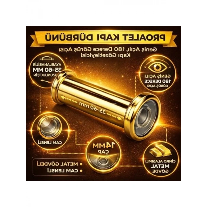 Kapı Dürbünü, 180 Derece Görüş Açısıyla Çinko Alaşımlı Metal Gövde