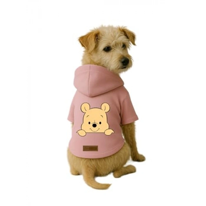 Kapüşonlu Pembe Kedi ve Köpek Kıyafeti, İçi Polarlı