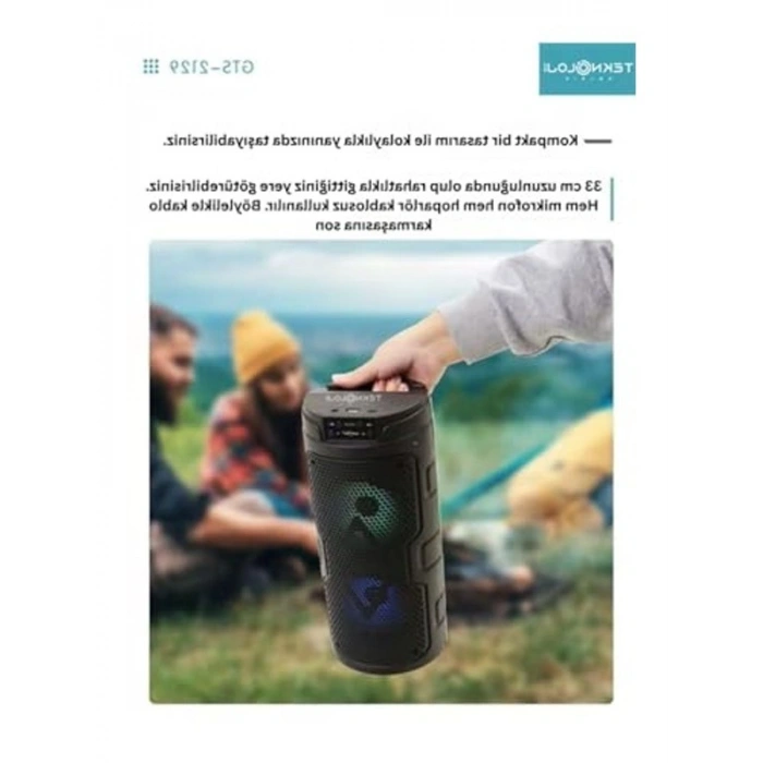 Karaoke Hoparlör, RGB Işıklı, 33 cm, Kablosuz Mikrofon