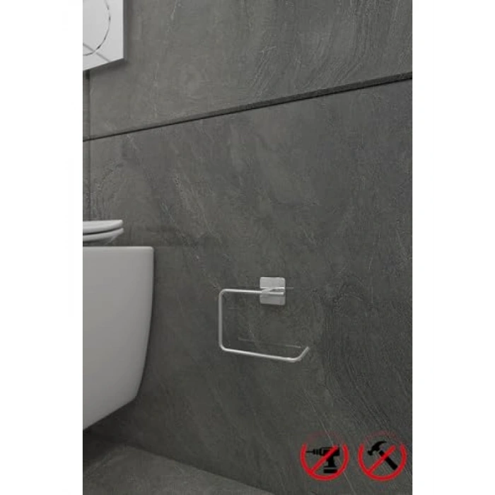 Kare Krom Yapışkanlı Açık Tuvalet Kağıtlığı