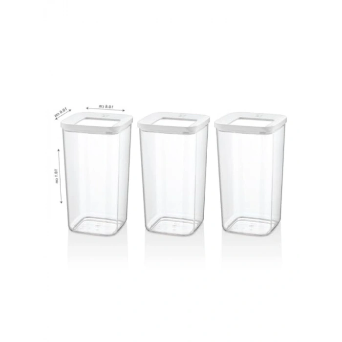 Kare Saklama Kabı Seti, 3 Parça, 1200 Ml