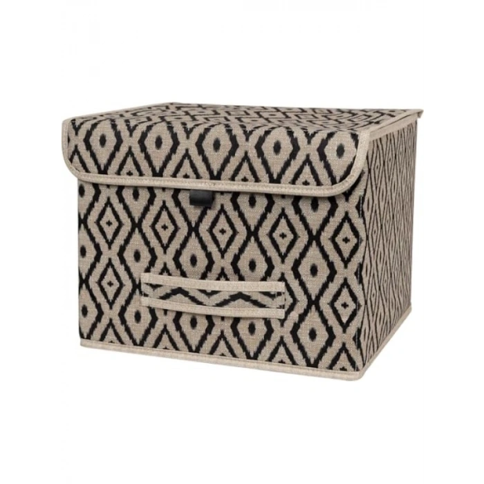 Kare Şekilli Kapaklı Kumaş Kutu Organizer - 30 x 30 x 23 cm