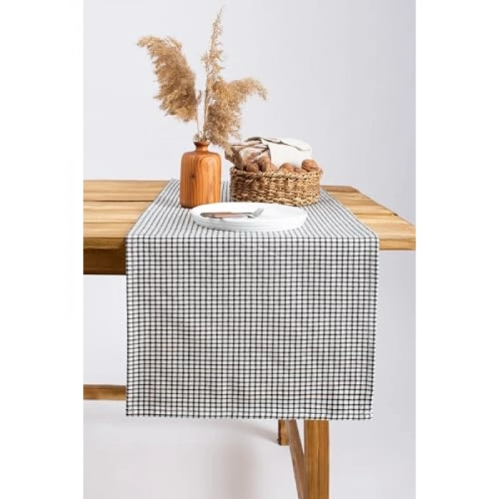 Kareli Keten Piti Piknik Örtüsü - 40 x 150 cm