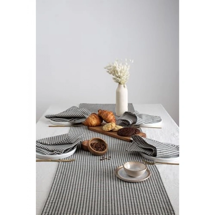 Kareli Keten Piti Piknik Örtüsü - 40 x 150 cm