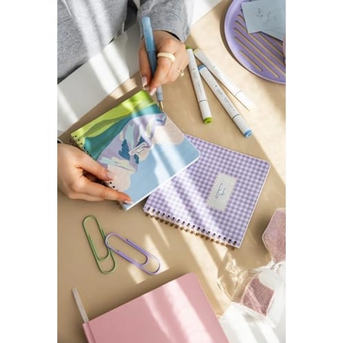 Kareli Not Defter Seti, 15x16 cm, 2li Spiralli Karton Kapak