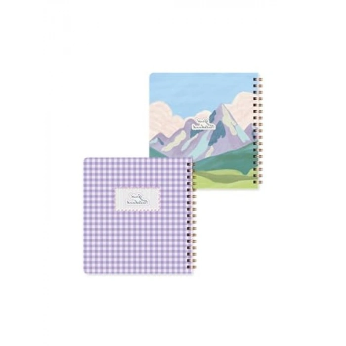 Kareli Not Defter Seti, 15x16 cm, 2li Spiralli Karton Kapak