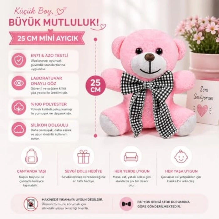 Kareli Peluş Ayı - Sevimli Tasarımıyla Ofis veya Hediye İçin Idealdir