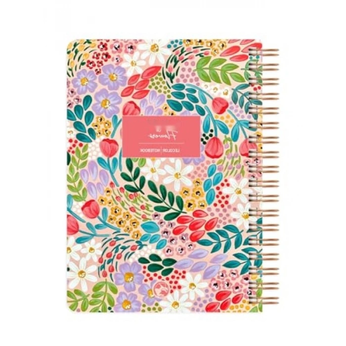 Kareli Spiralli Defter - 17x24 cm, Kırmızı