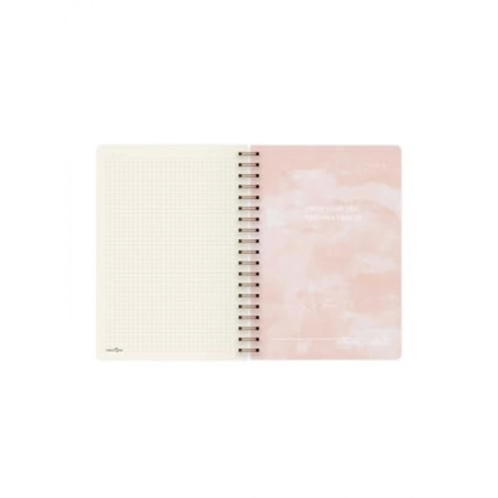 Kareli Spiralli Defter - Palmiye Desenli, 17x24 cm