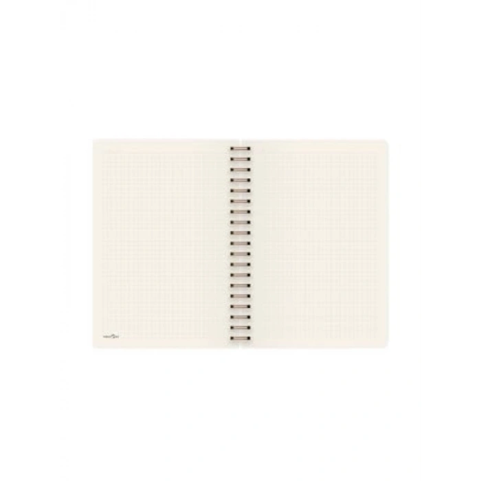 Kareli Spiralli Defter - Palmiye Desenli, 17x24 cm