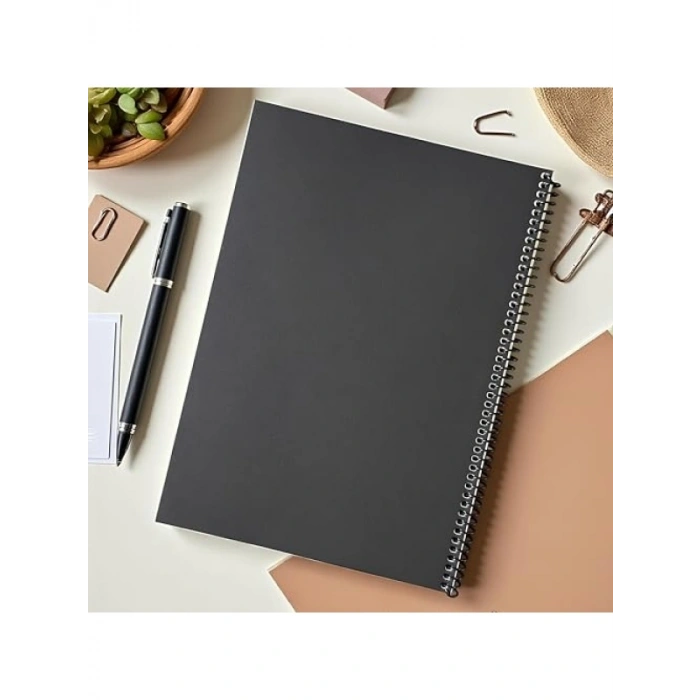 Kareli Spiralli Not Defteri - A4 Boyut (Siyah Kapak)