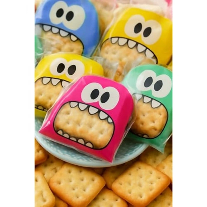 Karışık Canavar Desenli 10x15 cm Cake Pops Poşeti, 100 Adet