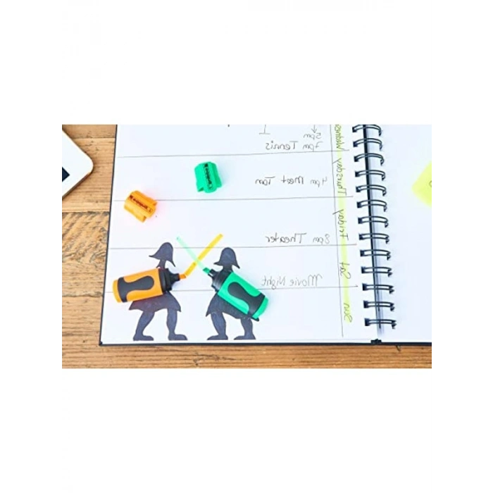 Karışık Renklerde 4lü Mini Fosforlu Kalem Seti