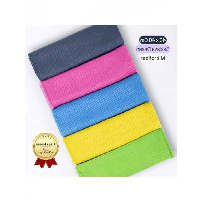 Karışık Renklerde 40x40 cm Mikrofiber Temizlik Bezi, 5 Adet