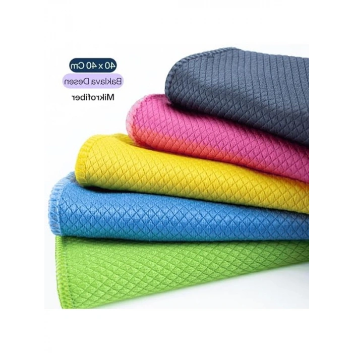 Karışık Renklerde 40x40 cm Mikrofiber Temizlik Bezi, 5 Adet